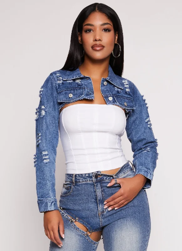 Discount Store Distressed Bolero Jean Jacket