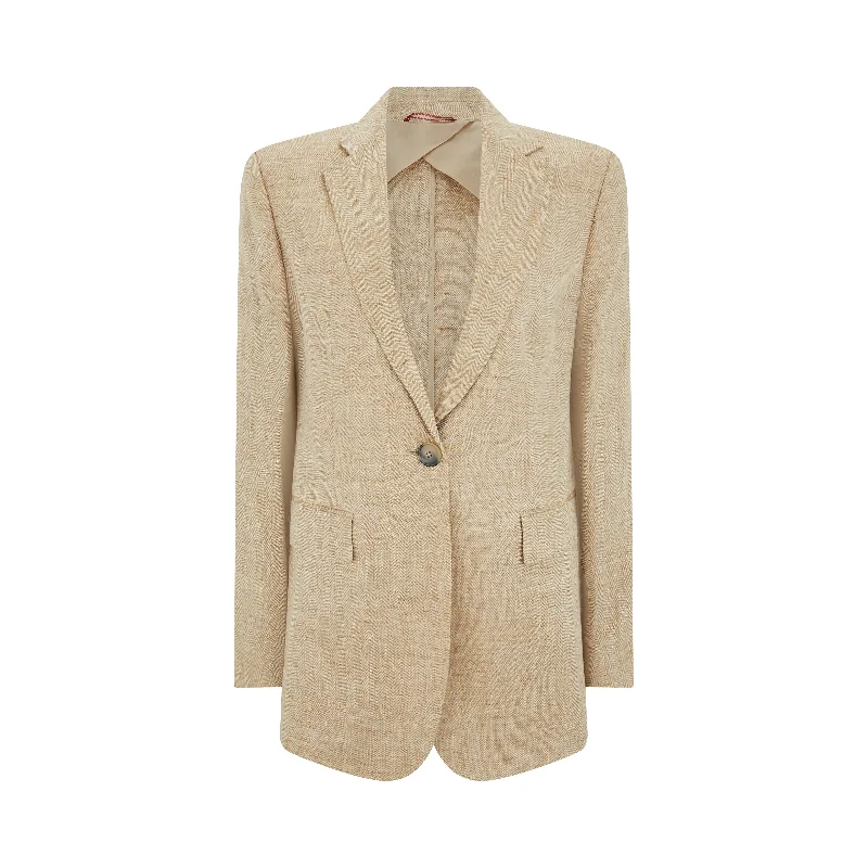 Women's Luxury Apparel Palau Tailored Herringbone Linen Jacket