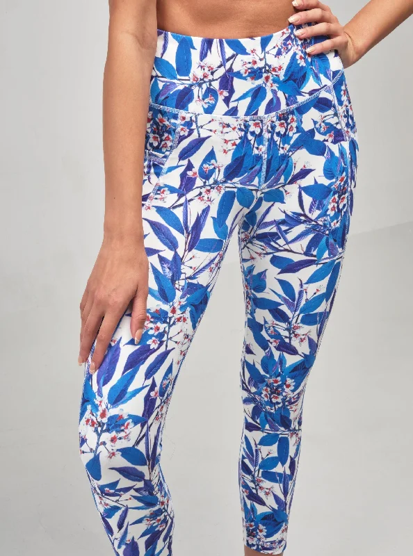 Women's Active Garments For Workouts Ankle Legging - Blue Flora