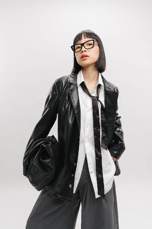 Plus Size Women's Fashion and Clothing Seoul Y2K Black Leather Jacket