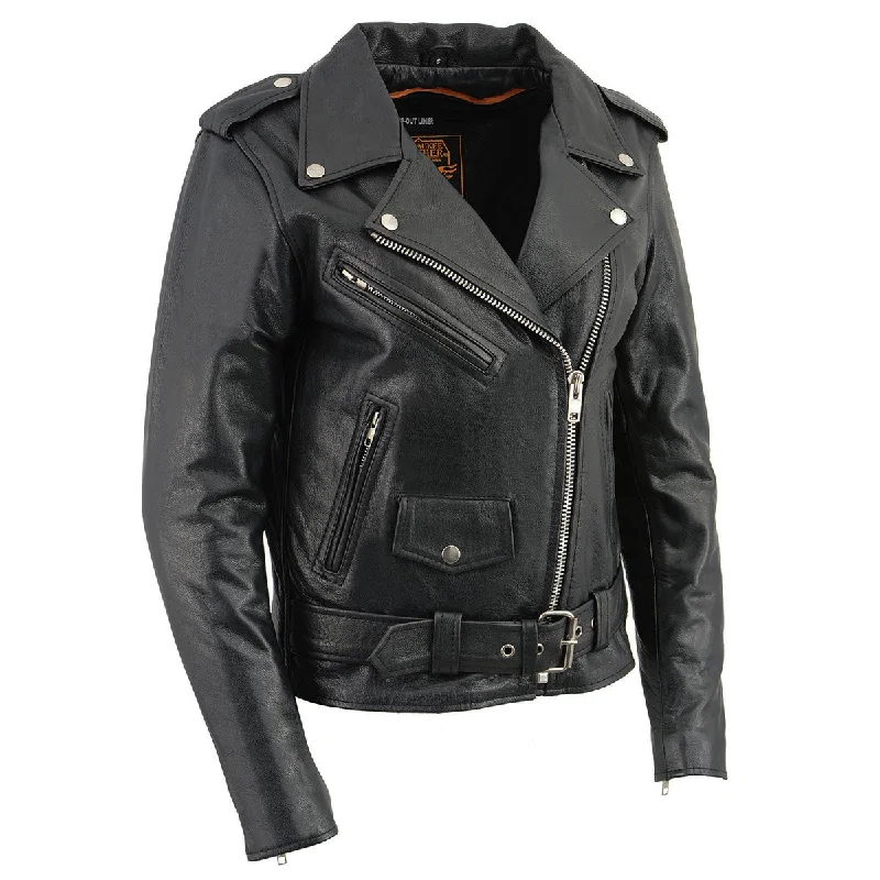 Clothing Sales Milwaukee Leather LKL2701 Women's Classic Black Premium Leather Motorcycle Rider Jacket with Built-In Belt Clothing Sales Milwaukee Leather LKL2701 Women's Classic Black Premium Leather Motorcycle Rider Jacket with Built-In Belt