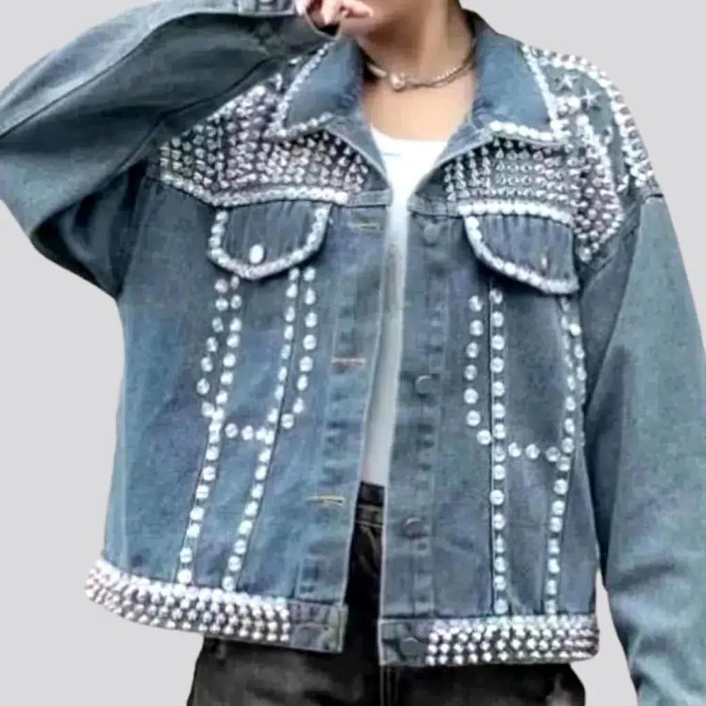Women's Casual and Dressy Outfits Pearl embellished jeans jacket
 for women