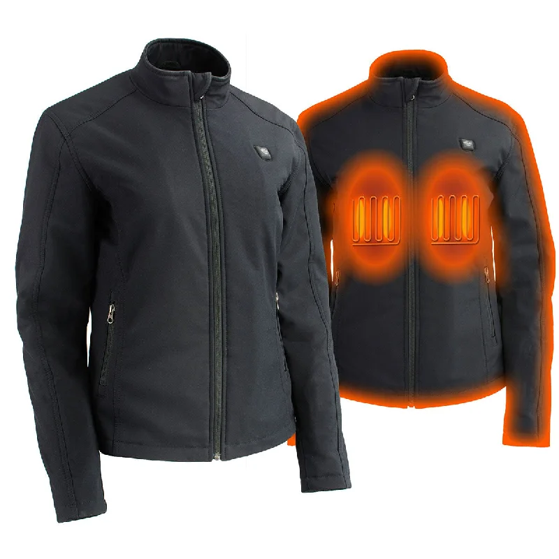 Modern Women's Wardrobe Essentials Nexgen Heat MPL2760SET Women's Black 'Heated' Soft Shell Zipper Front Heated Jacket for Riding Hunting w/ Battery Modern Women's Wardrobe Essentials Nexgen Heat MPL2760SET Women's Black 'Heated' Soft Shell Zipper Front Heated Jacket for Riding Hunting w/ Battery