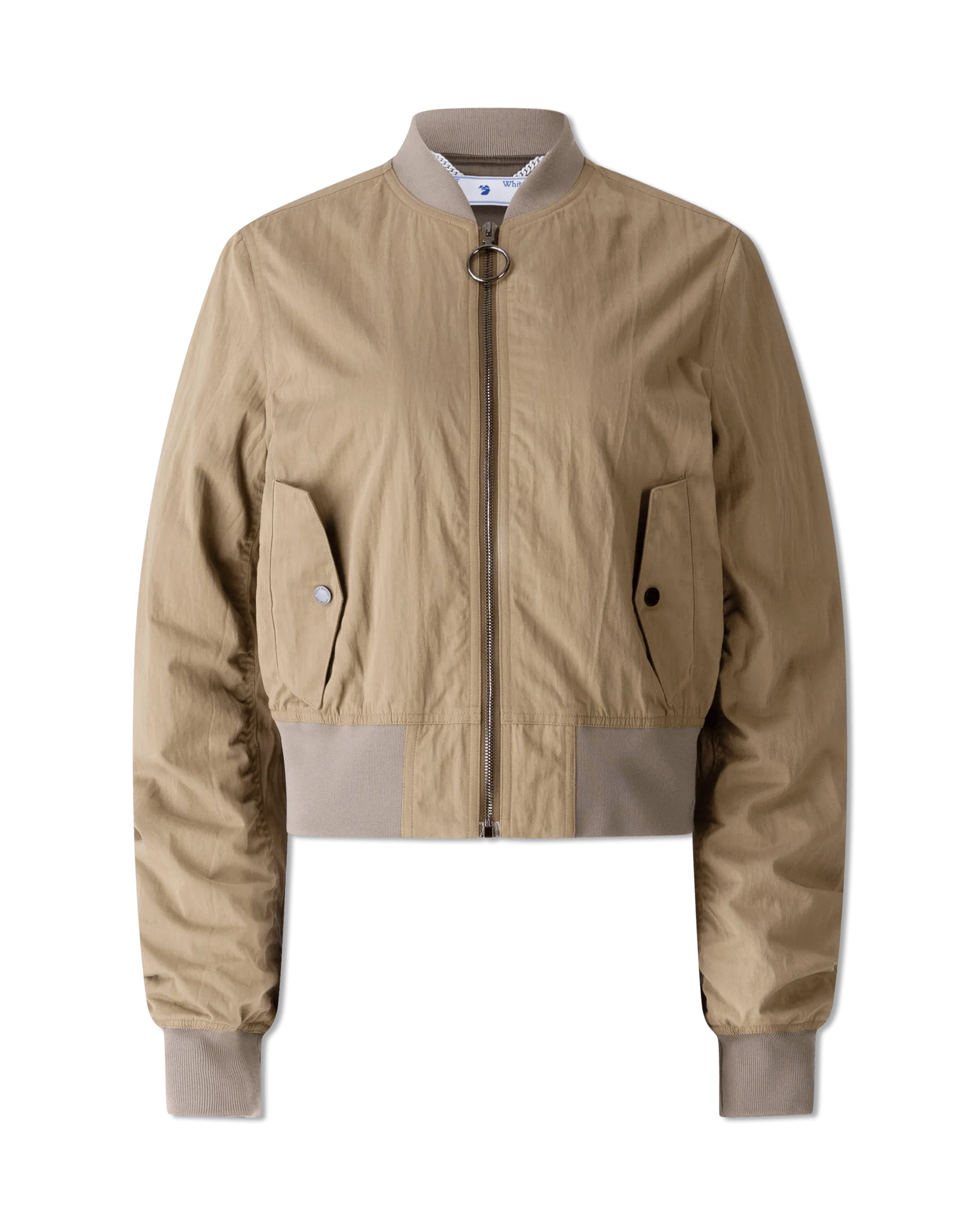 Modern Women's Outfit Gabardine Cropped Bomber Jacket
