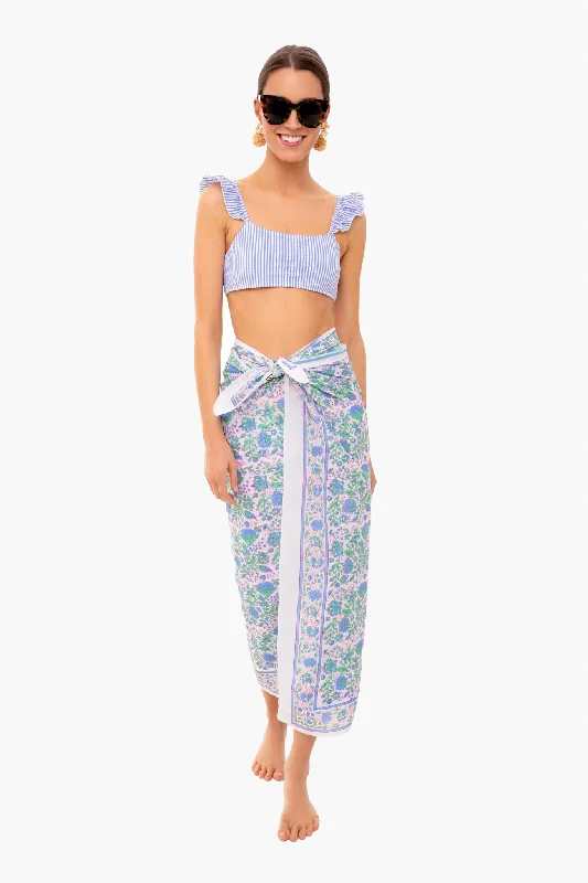 Affordable Luxury Women's Apparel Violet and Stem Green Padra Sarong