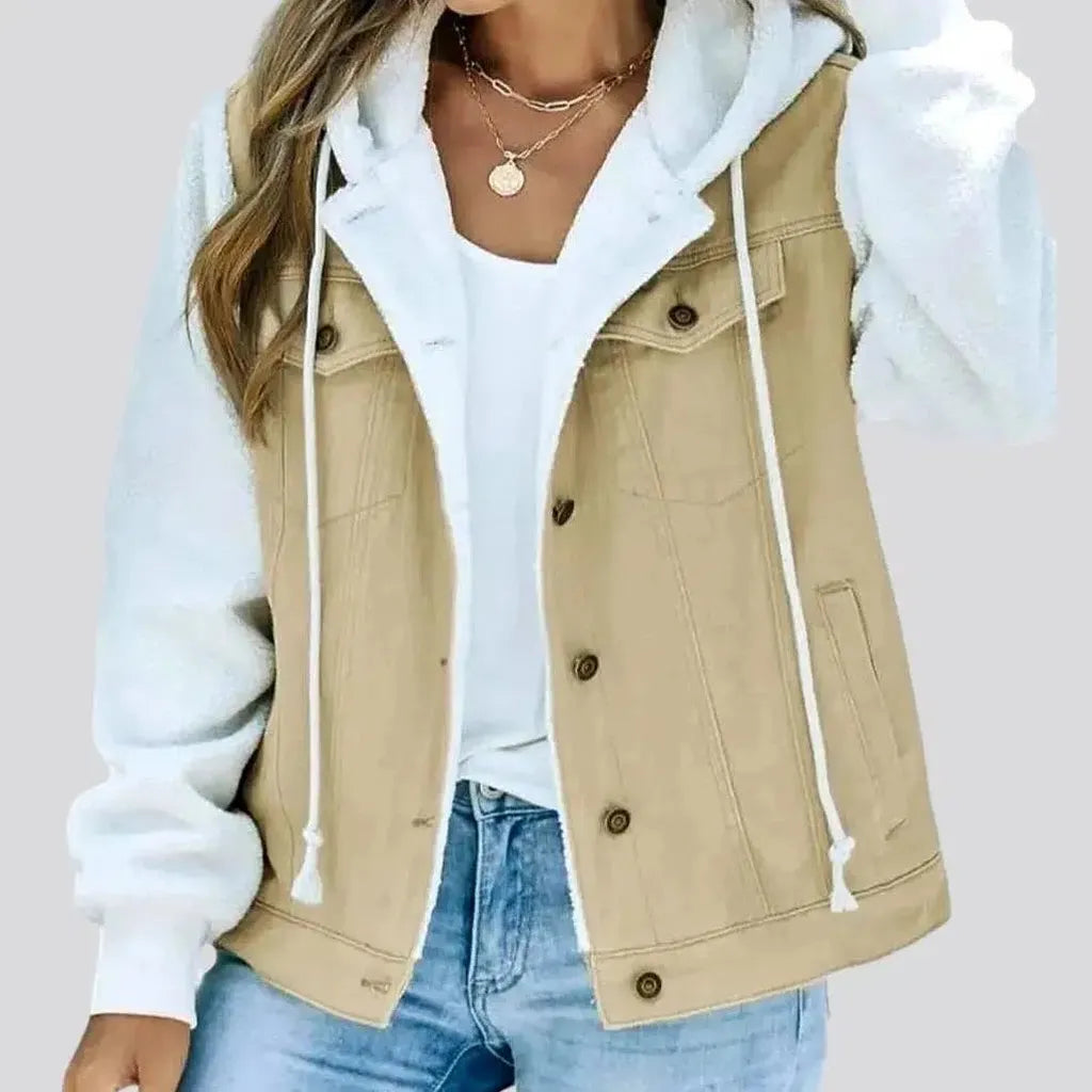 Modern Women's Fashion with Vintage Touches Mixed-fabrics women's jeans jacket