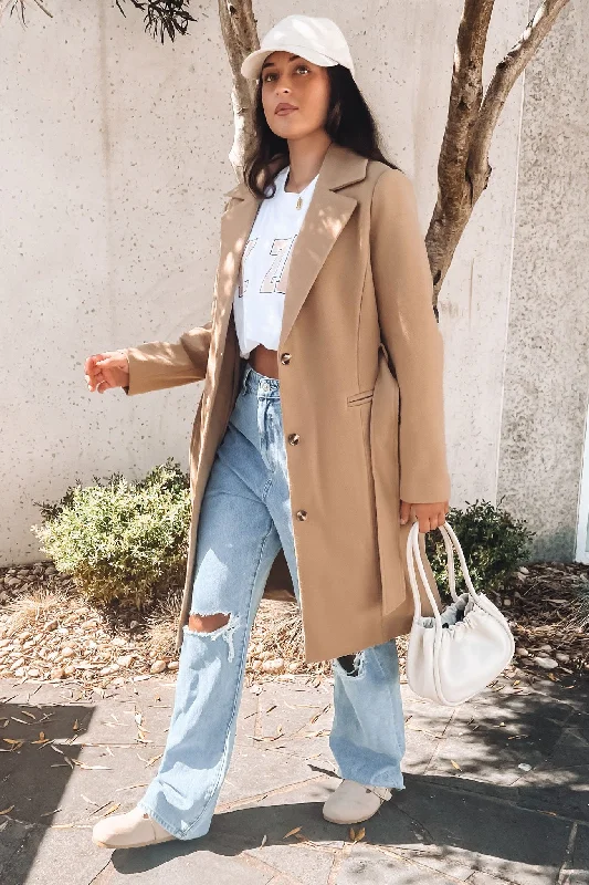 Women's Outerwear for All Weather Conditions Aspen Trench Coat Tan