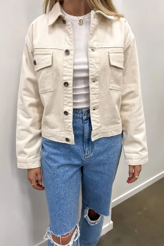 Comfortable Casual Wear Dove Cropped Jacket Beige