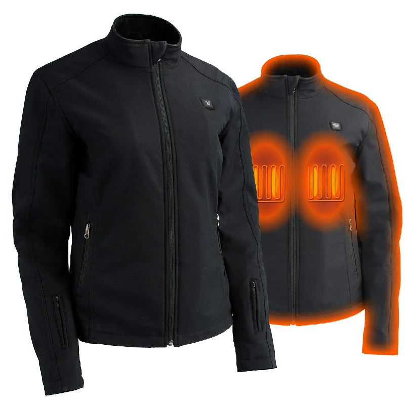 Fashionable Casual Tops Nexgen Heat MPL2760SET12v Women's Black Soft Shell Jacket with Heating Panels (Rechargeable Battery Pack Included) Fashionable Casual Tops Nexgen Heat MPL2760SET12v Women's Black Soft Shell Jacket with Heating Panels (Rechargeable Battery Pack Included)