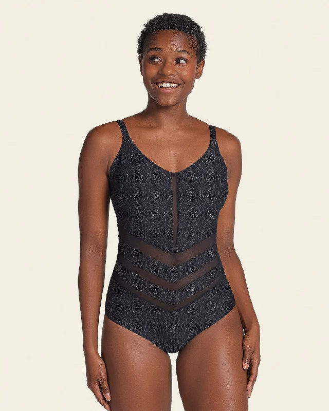 Women's Vintage Clothes Slimming tie-back tulle cutout one-piece swimsuit