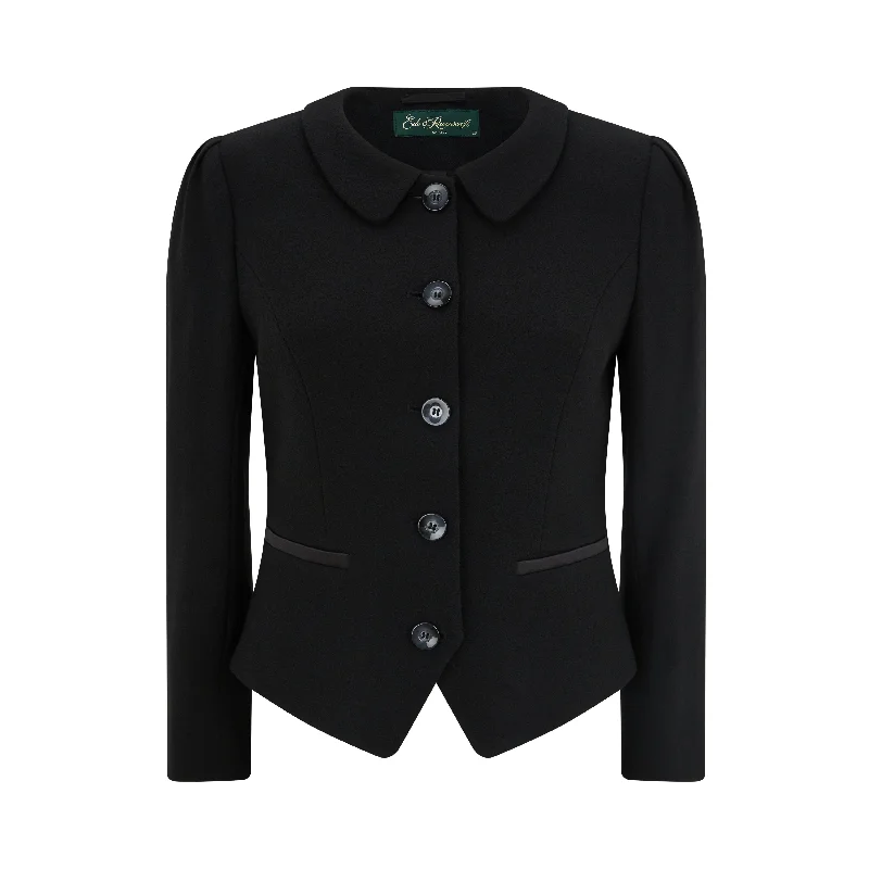 Women's High-Fashion Attire Libi Tailored Wool Crepe Jacket Black
