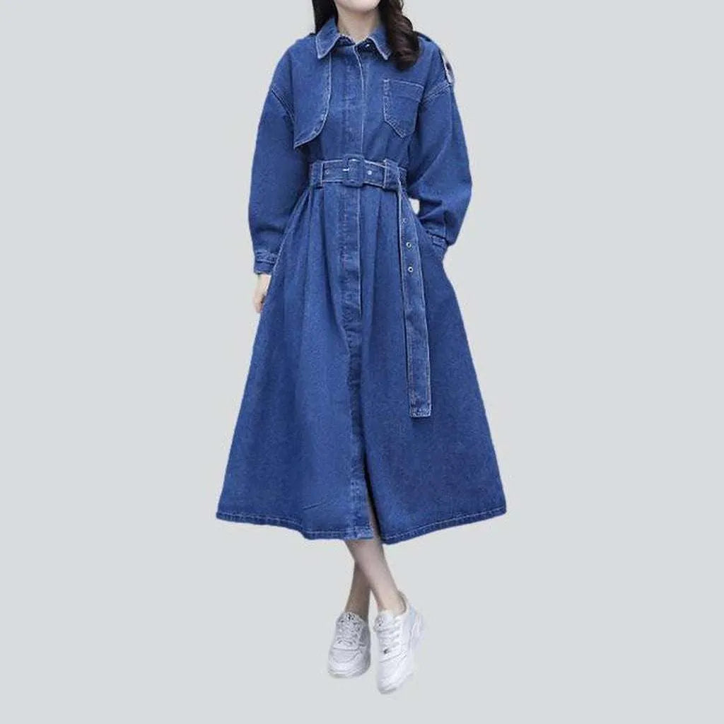 Women's Clothes for All-Day Comfort and Style Women's denim coat with belt
