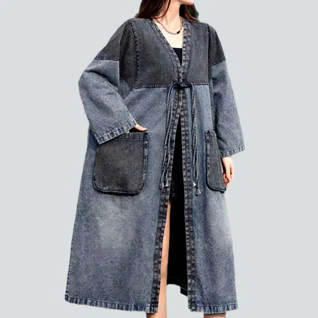 Women's Evening Wear Sanded dark denim coat
 for women