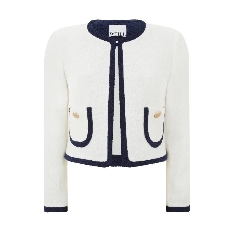 Stylish Women's Apparel Tailored Crepe Cropped Jacket