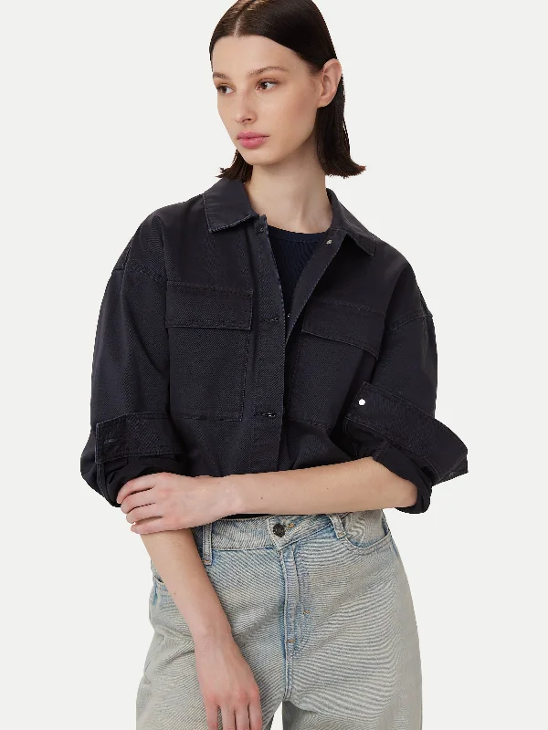 Women's Evening Wear Attire The Twill Overshirt in Dark Navy