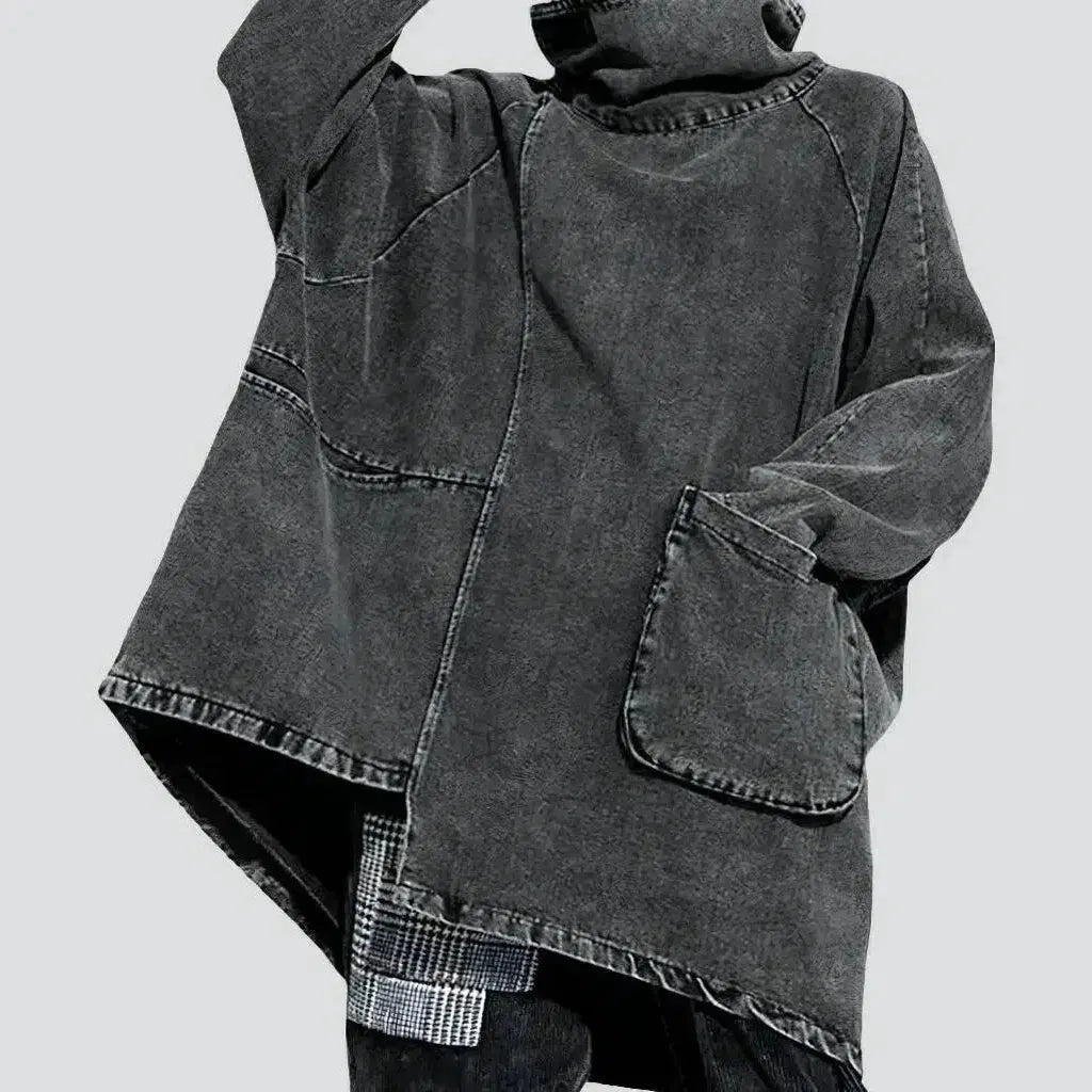 Contemporary Women's Clothing Pull-on grey women's jeans coat