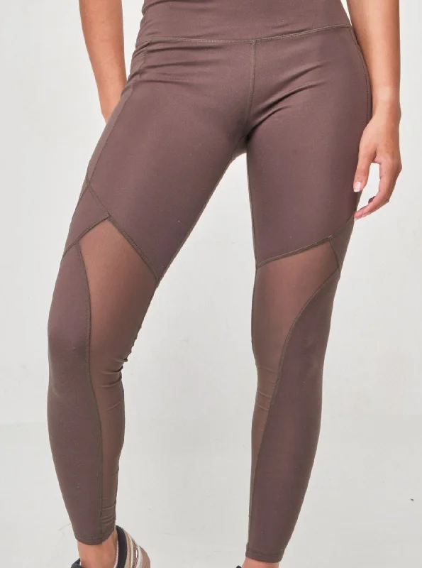 Women's Garments High-Rise Mesh Legging - Dark Olive Green