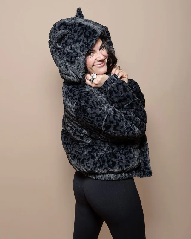 Women's Clothes And Garments Classic Women's Black Hooded Puffer Jacket | Slate Leopard