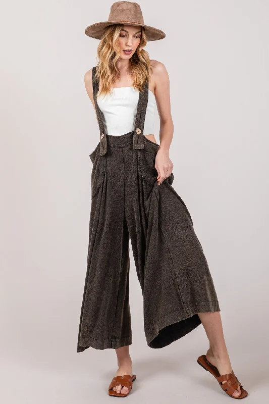 Women's Vacation Outfit Set SAGE + FIG Full Size Wide Strap Wide Leg Overalls