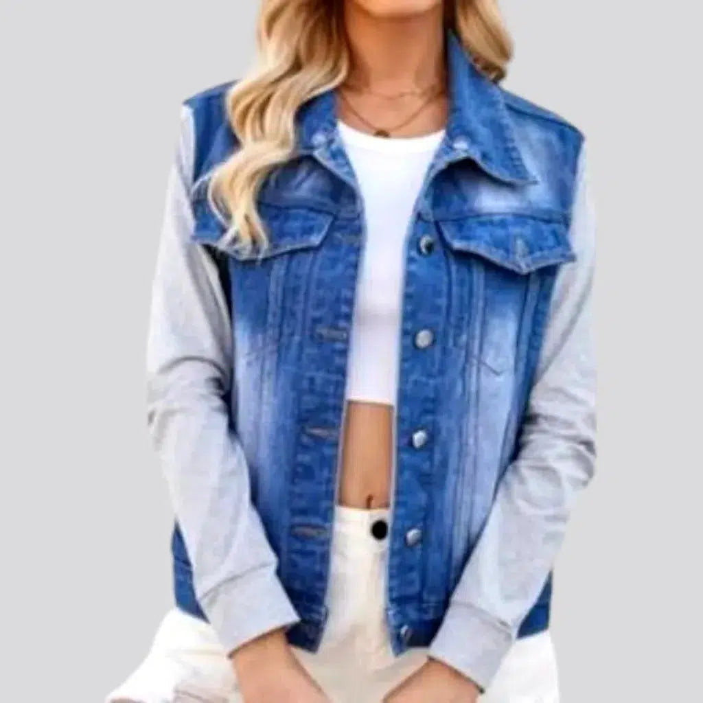 Women's Trendy Outfits Street cotton-sleeves denim jacket for women