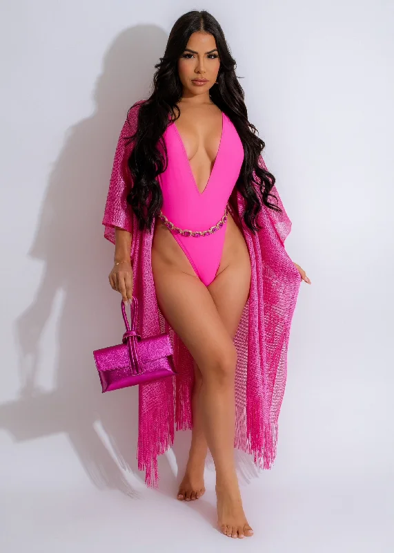 Women's Workout Clothing Summer Moves Rhinestones Swimsuit Pink