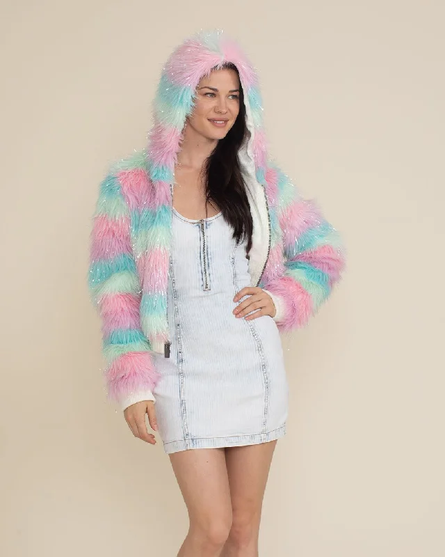 Women's Elegant Clothes Hooded Women's Cropped Faux Fur Jacket | Doll Party
