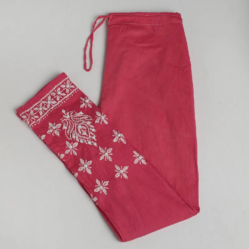 Women's Cozy Winter Attire Pink - Lucknow Chikankari Hand Embroidery Beadwork Cotton Pant (Free Size) Women's Cozy Winter Attire Pink - Lucknow Chikankari Hand Embroidery Beadwork Cotton Pant (Free Size)