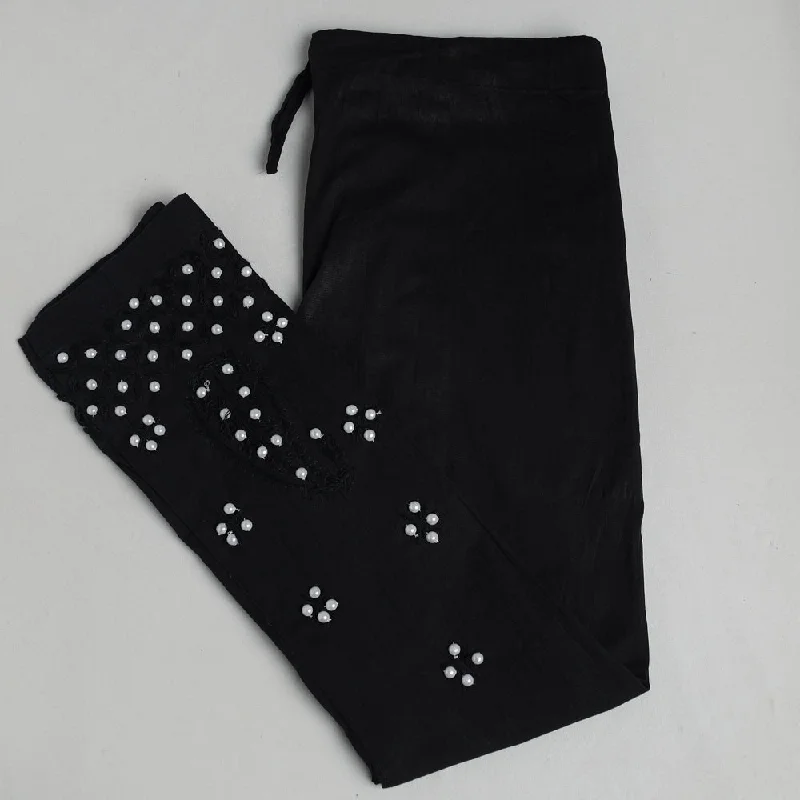Women's Trendy Attire Black - Lucknow Chikankari Hand Embroidery Beadwork Cotton Pant (Free Size) Women's Trendy Attire Black - Lucknow Chikankari Hand Embroidery Beadwork Cotton Pant (Free Size)