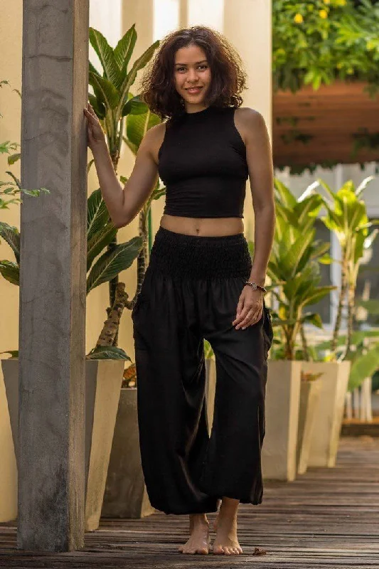 Women's Casual Garments Black Crystal Pants